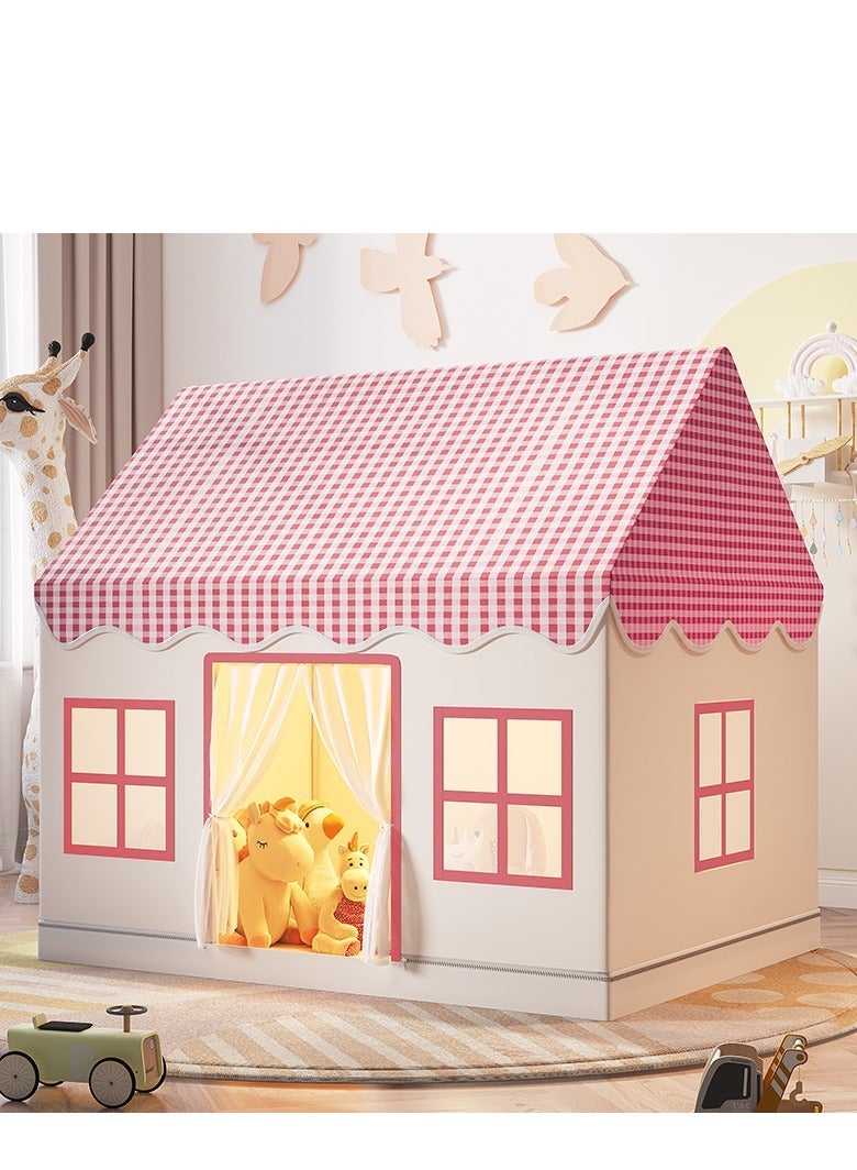 RAKAY Children's Play Tent House , 125x95x130 cm, Checkered Design, Metal Frame, Indoor Playhouse for Kids,Pink - Image 1